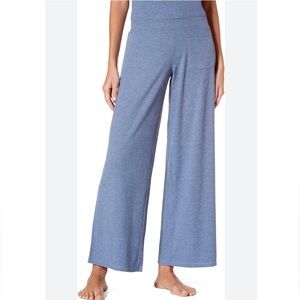 HUE Blue Rib Knit Wide Leg Lounge Pants